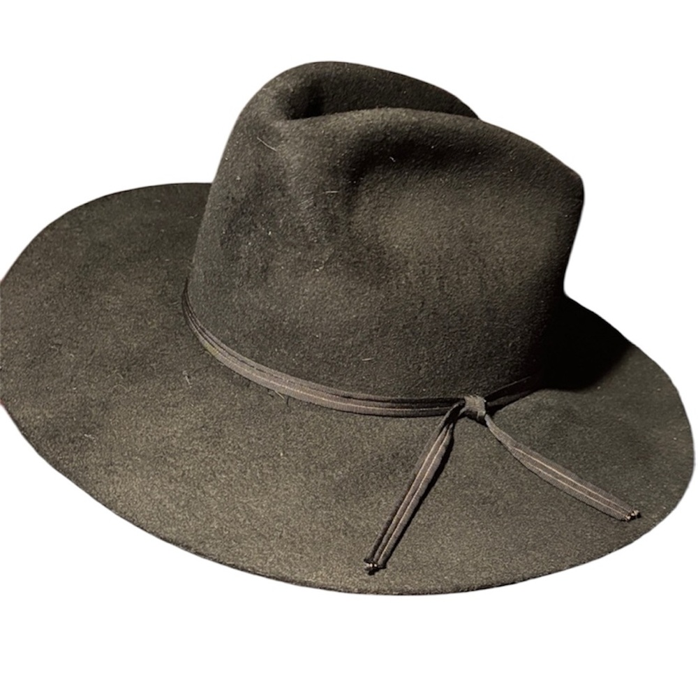 Vintage Classic Black 100% virgin wool Fedora western style cowboy Hat 7 1/4